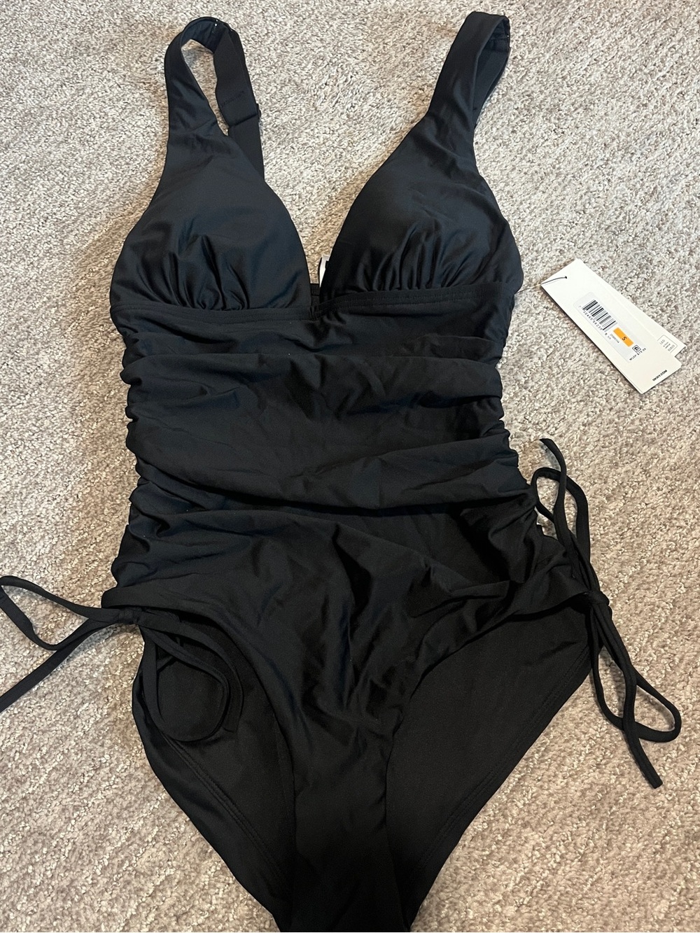 Shirred Side-tie One Piece Swimsuit with Tummy Control S 1416/bb7-3 - Picture 8 of 9